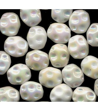 VINTAGE IRIDESCENT WHITE CRATER BEADS