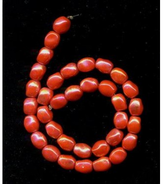 VINTAGE WEST GERMAN CORAL GLASS LUSTER BEADS