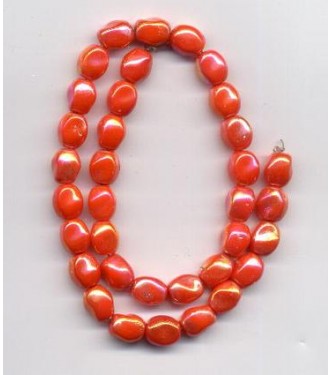 VINTAGE WEST GERMAN CORAL GLASS LUSTER BEADS