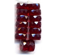 VINTAGE FACETED RUBY GLASS RONDELLS