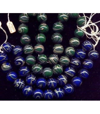 VINTAGE JAPAN COBALT PLANET EARTH BEADS (SMALL)