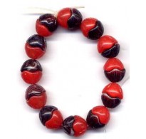 VINTAGE 2 PART GLASS RED & PURPLE BEADS