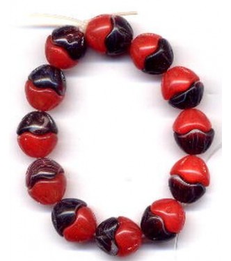 VINTAGE 2 PART GLASS RED & PURPLE BEADS