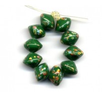 VINTAGE GREEN MILLEFIORI SAUCER BEADS