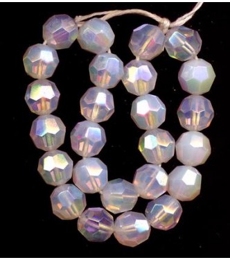 VINTAGE OPALESCENT MILKY FACETED BEADS