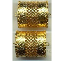 VINTAGE GOLDTONE FILIGREE BARREL FOCAL BEADS