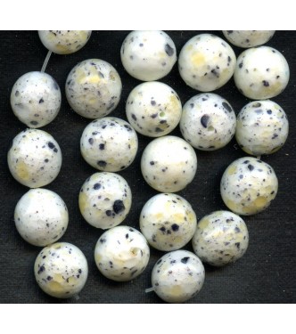 VINTAGE FRENCH WHITE SPECKLED BEADS