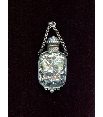 VINTAGE STERLING & CUT GLASS PERFUME BOTTLE