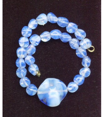 BEAUTIFUL BLUE OPALESCENT CENTER BEAD AND MORE