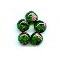 VINTAGE VENETIAN GREEN NUGGETS WITH ROSES