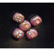 VINTAGE VENETIAN MAUVE BEADS w/ APPLIED FLOWERS