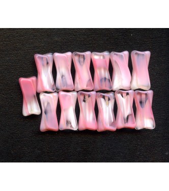 VINTAGE PINK BONE-SHAPED WINDOW BEADS