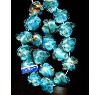 VINTAGE VENETIAN AQUA LAMPWORK RUFFLES 