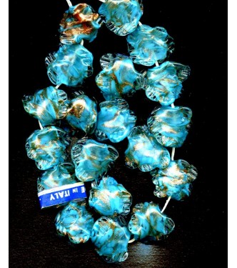 VINTAGE VENETIAN AQUA LAMPWORK RUFFLES