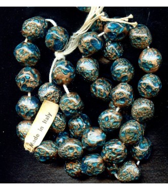 VINTAGE VENETIAN AQUA AND AVENTURINE NUGGETS