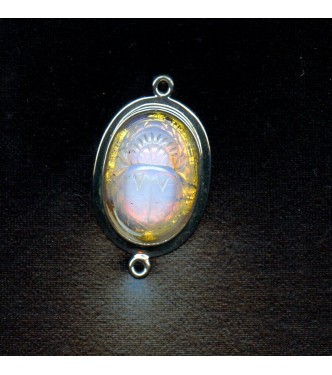 VINTAGE FOIL & OPALESCENT SCARAB IN STERLING SILVER