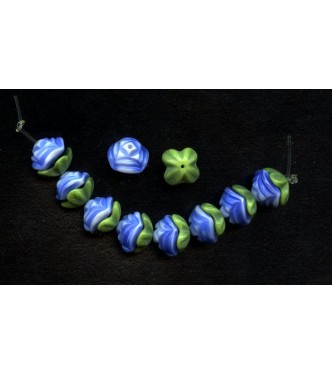 WONDERFUL TWO PIECE BLUE FLOWER BEADS