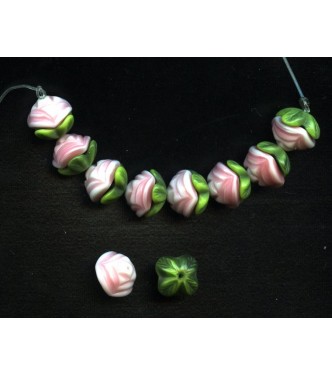 WONDERFUL TWO PIECE  PINK FLOWER BEADS