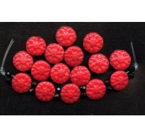 VINTAGE 2 HOLE RED FLOWER BEADS