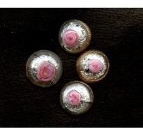 LOVELY VINTAGE VENETIAN SILVER FOIL AND ROSE CABOCHONS