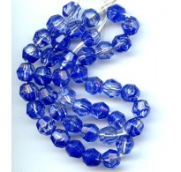 VINTAGE  WEST GERMAN COBALT FACETED GIVRE BEADS