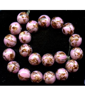 VINTAGE VENETIAN PINK AVENTURINE ROUNDS