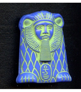 VINTAGE ROYAL BLUE EGYPTIAN REVIVAL SPHINX BEAD