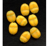 VINTAGE EGYPTIAN REVIVAL GOLDENROD SCARABS