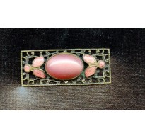 VINTAGE 1920'S PINK AND FILIGREE PLAQUE