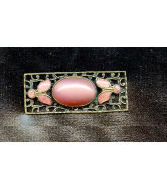 VINTAGE 1920'S PINK AND FILIGREE PLAQUE