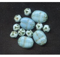 VINTAGE EGYPTIAN REVIVAL TURQUOISE SCARABS 