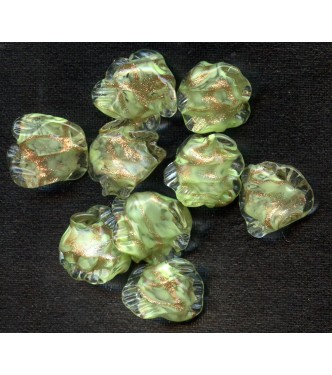 VINTAGE VENETIAN GREEN LAMPWORK RUFFLES