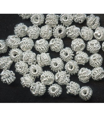 VINTAGE HOBE' SILVER TWISTED METAL BEADS