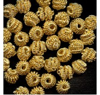 VINTAGE HOBE' GOLD TWISTED METAL BEADS