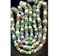 VINTAGE JAPANESE WHITE LAMPWORK WITH COLORED FOIL