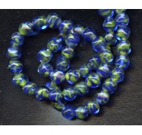 VINTAGE PEACOCK COBALT AND GREEN SWIRLED BEADS