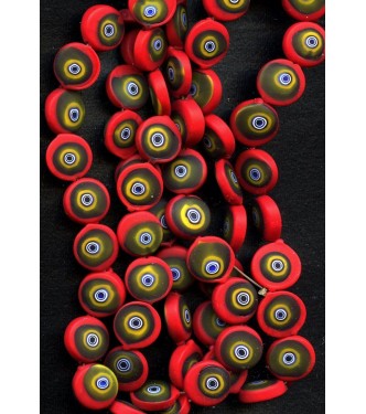 VINTAGE RED VENETIAN EYE BEADS