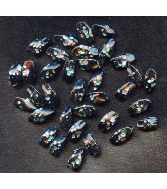 VINTAGE BLACK AND FOIL BEADS