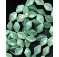 VINTAGE WEST GERMAN PALE GREEN 3 SIDED BEADS