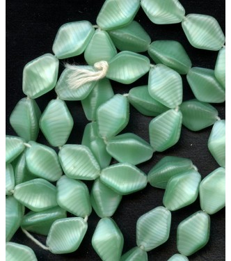 VINTAGE WEST GERMAN PALE GREEN 3 SIDED BEADS