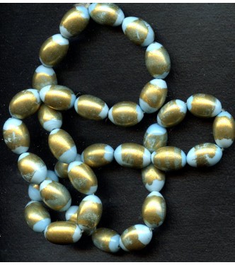 VINTAGE AQUA AND BRUSHED GOLD BEADS