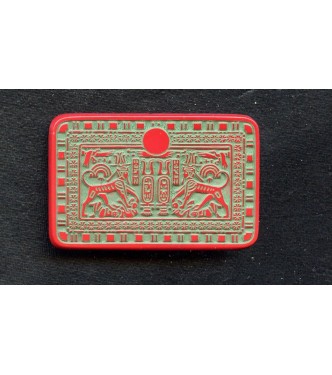 EGYPTIAN REVIVAL RED AND GREEN STONE