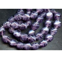 VINTAGE PURPLE w WHITE STRIATION BEADS