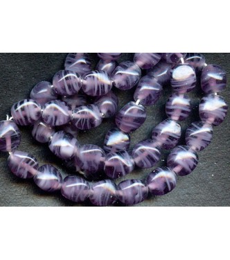 VINTAGE PURPLE w WHITE STRIATION BEADS