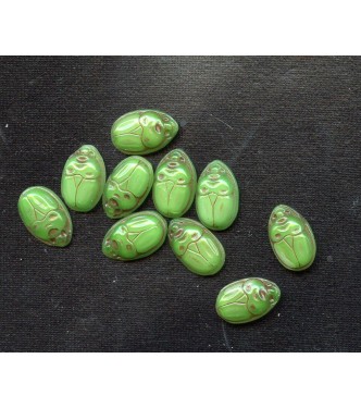 VINTAGE EGYPTIAN REVIVAL GREEN SCARABS