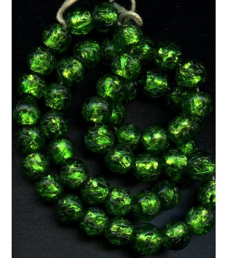 VINTAGE EMERALD FOIL BEADS