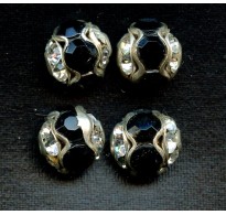 VINTAGE BLACK AND DIAMOND RHINESTONE BEADS