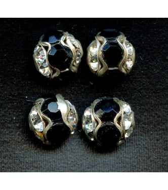 VINTAGE BLACK AND DIAMOND RHINESTONE BEADS