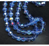 VINTAGE SPARKLING IRIDESCENT FACETED BLUE BEADS