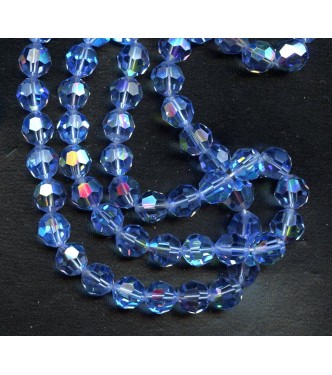 VINTAGE SPARKLING IRIDESCENT FACETED BLUE BEADS